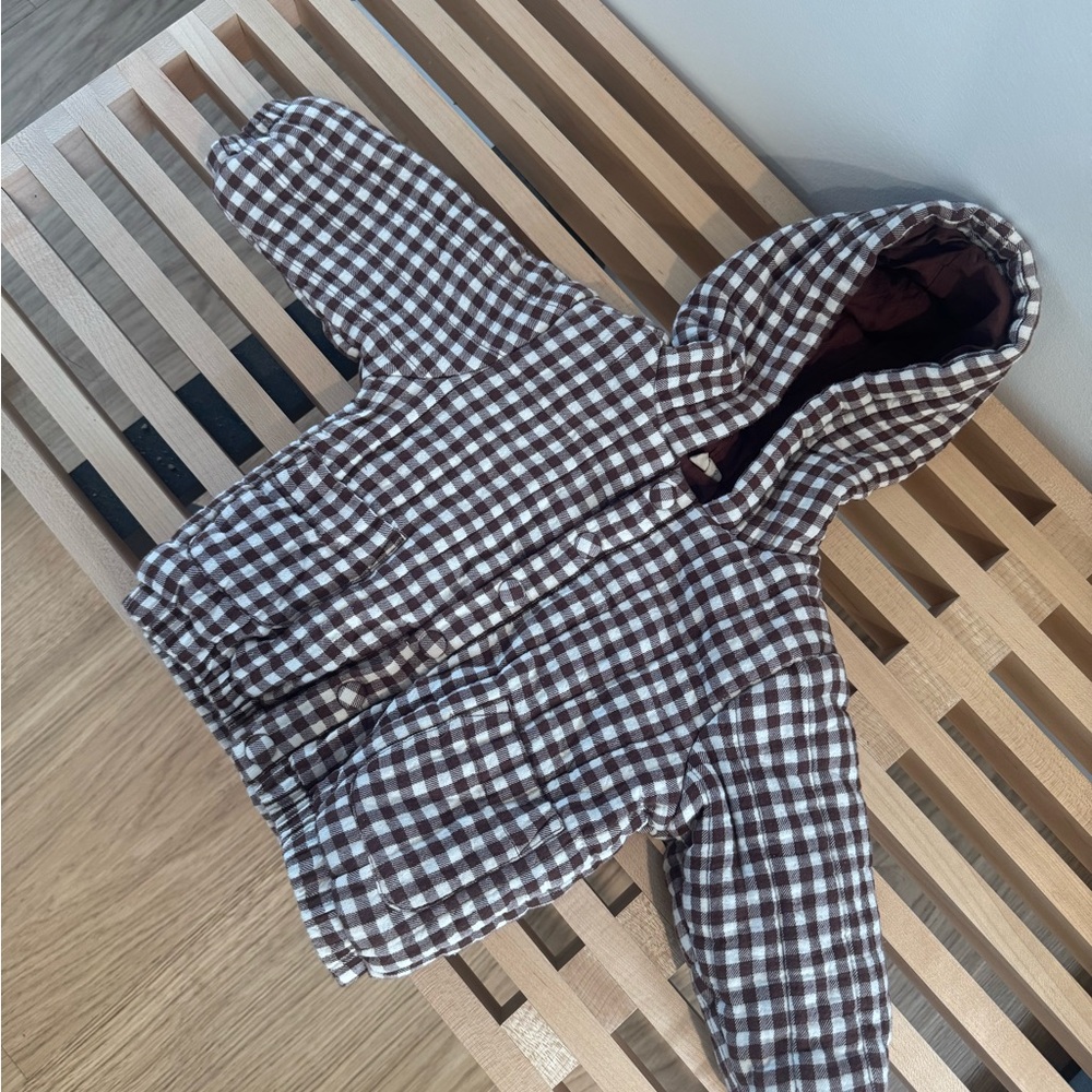 Quincy Mae Brown and Cream Checkered Jacket